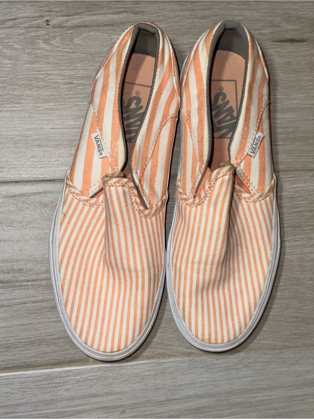 Vans Slip-On Sneakers in Orange & White Stripes - Picture 6 of 8